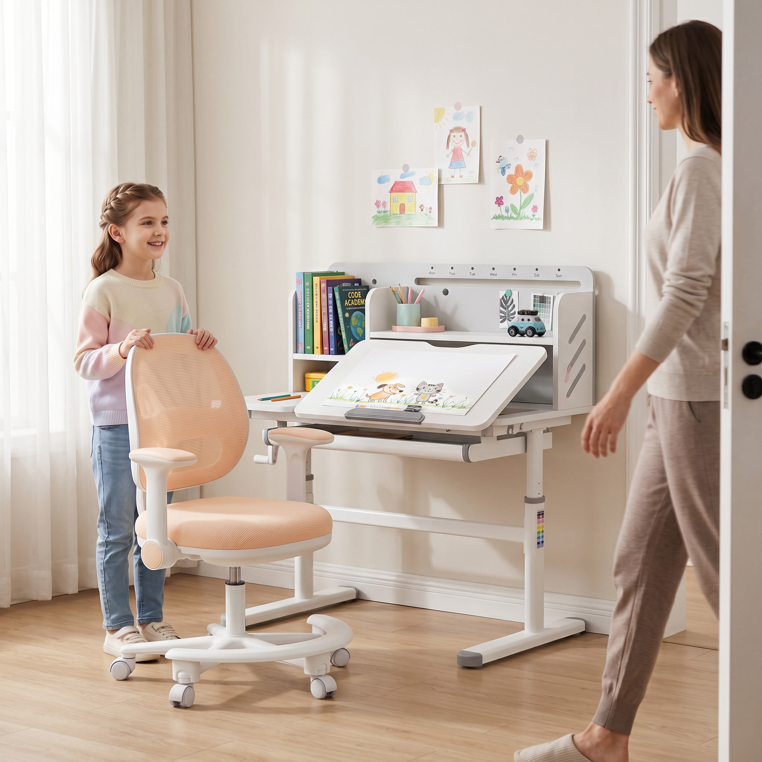 Silla ergonómica de escritorio para niños Mark Adler Junior 3.6 Beige