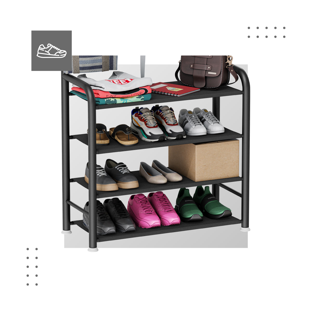 Cuatro estantes para zapatos