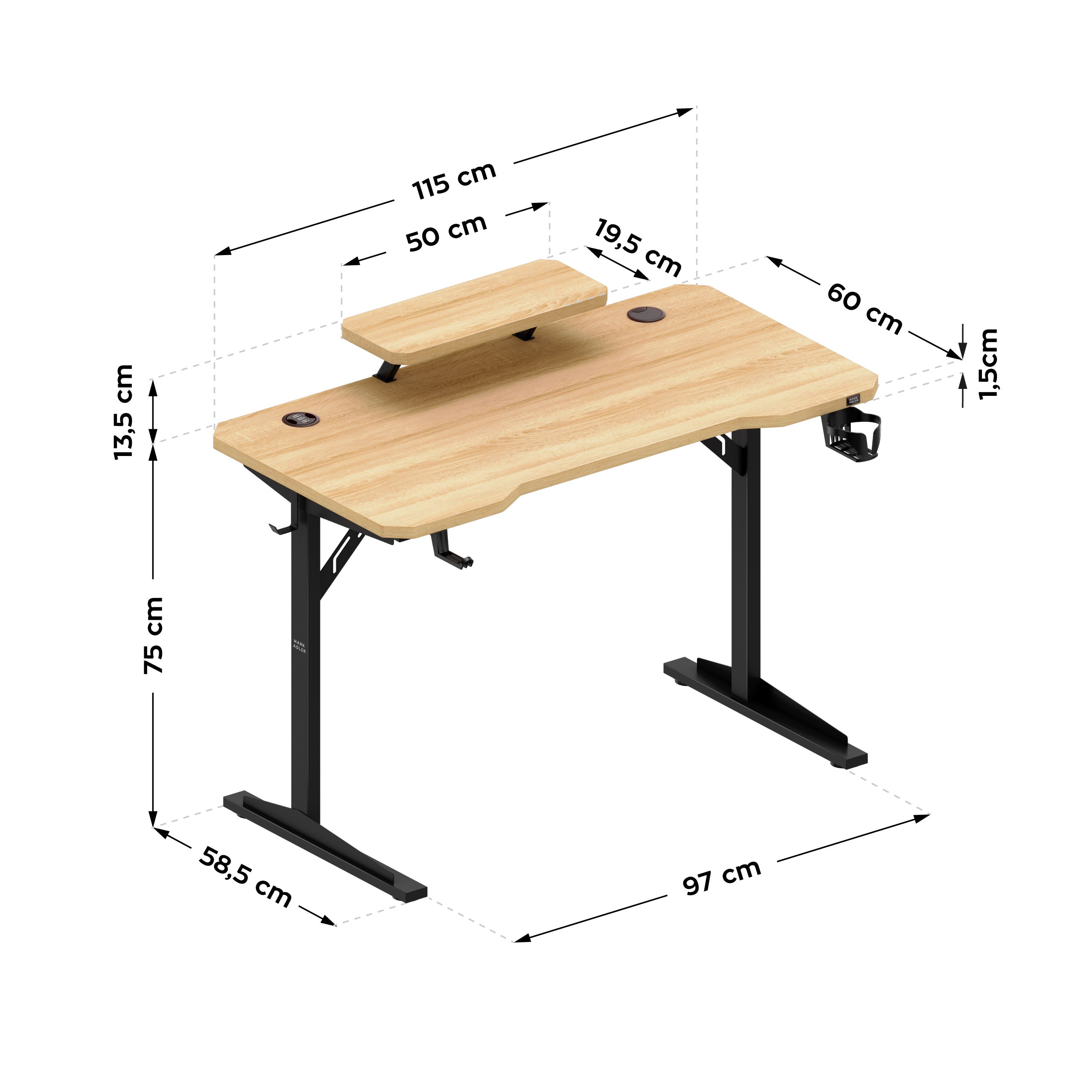 Escritorio para ordenador con estante Mark Adler Leader 5.1 Oak 115 cm