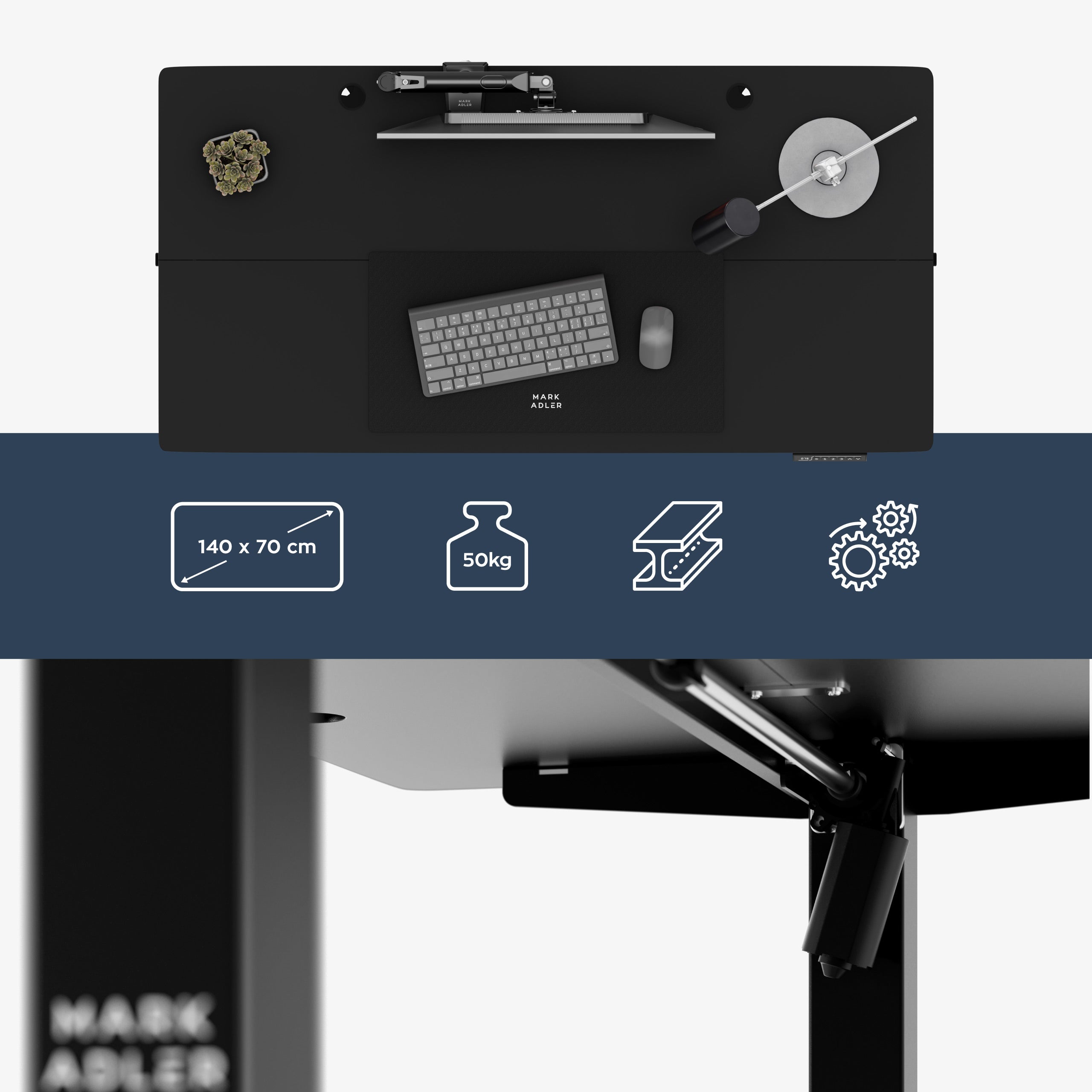 Escritorio eléctrico Mark Adler Leader 7.3 Black de 140 cm