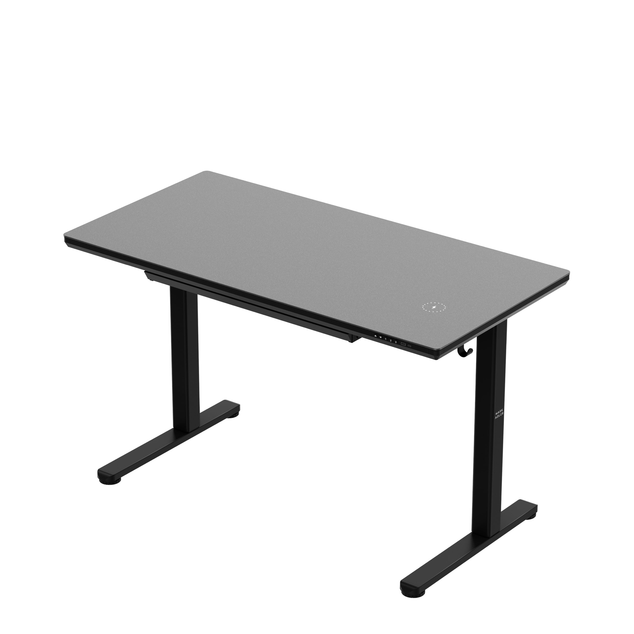 Escritorio eléctrico con tablero de cristal Mark Adler Leader 8.5 Black 120 cm