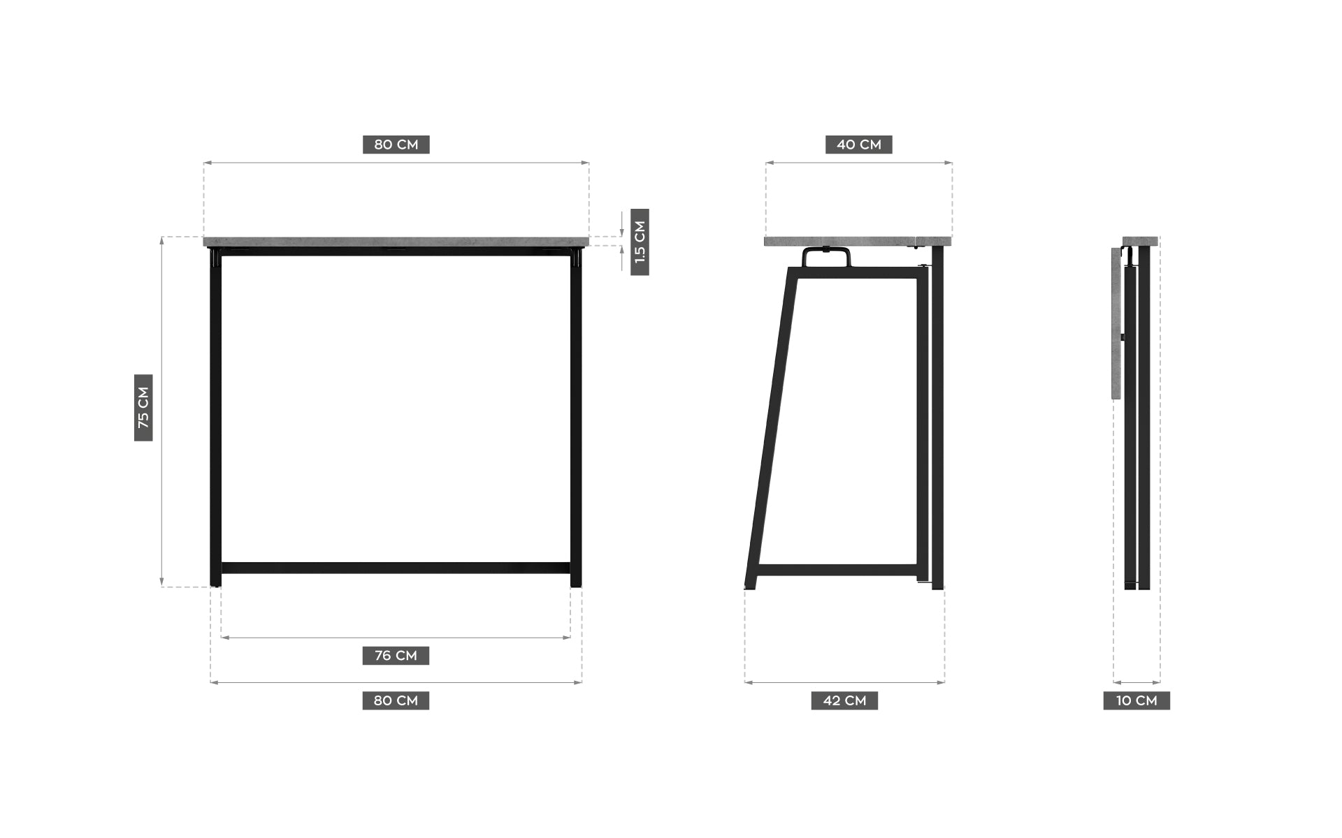 Escritorio plegable Mark Adler Leader 1.5 Grey de 80 cm
