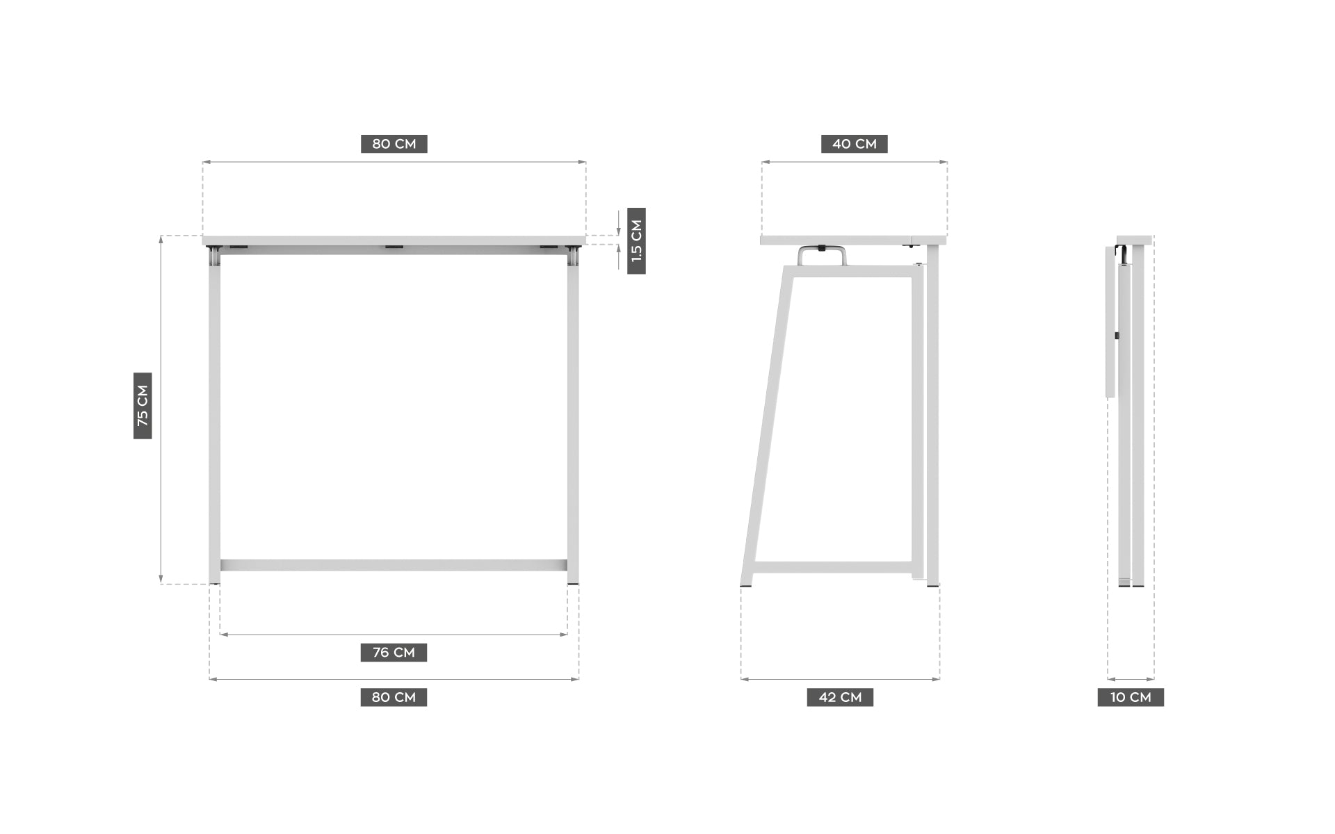 Escritorio plegable Mark Adler Leader 1.5 White de 80 cm