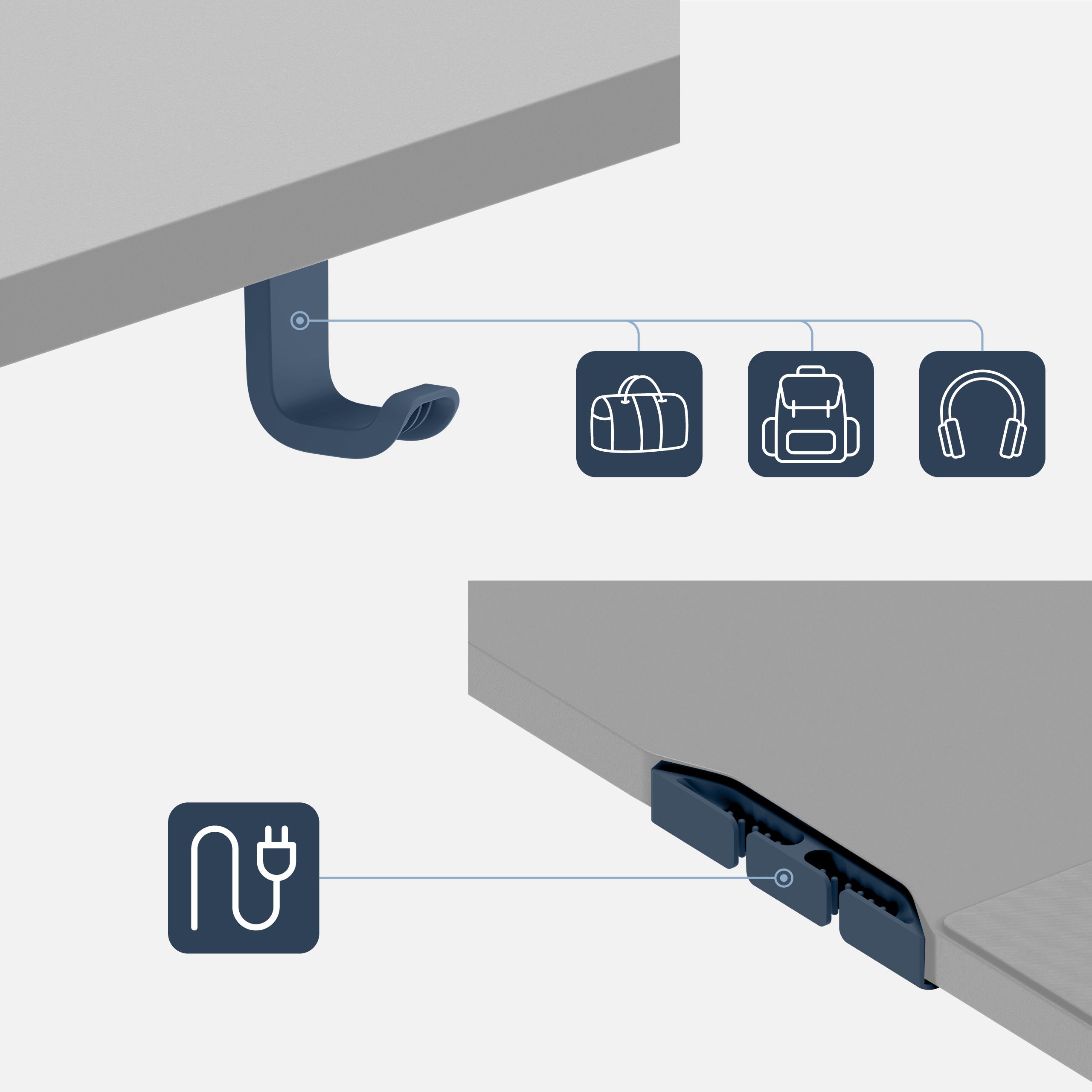 2 separadores de cables y un asa práctica