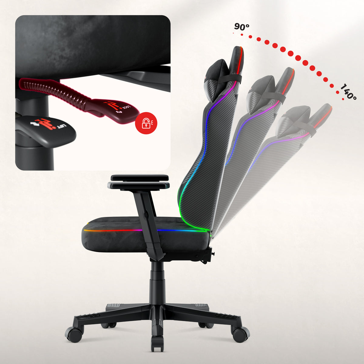 Silla gaming para adolescentes Huzaro Ranger 5.7 RGB BLACK