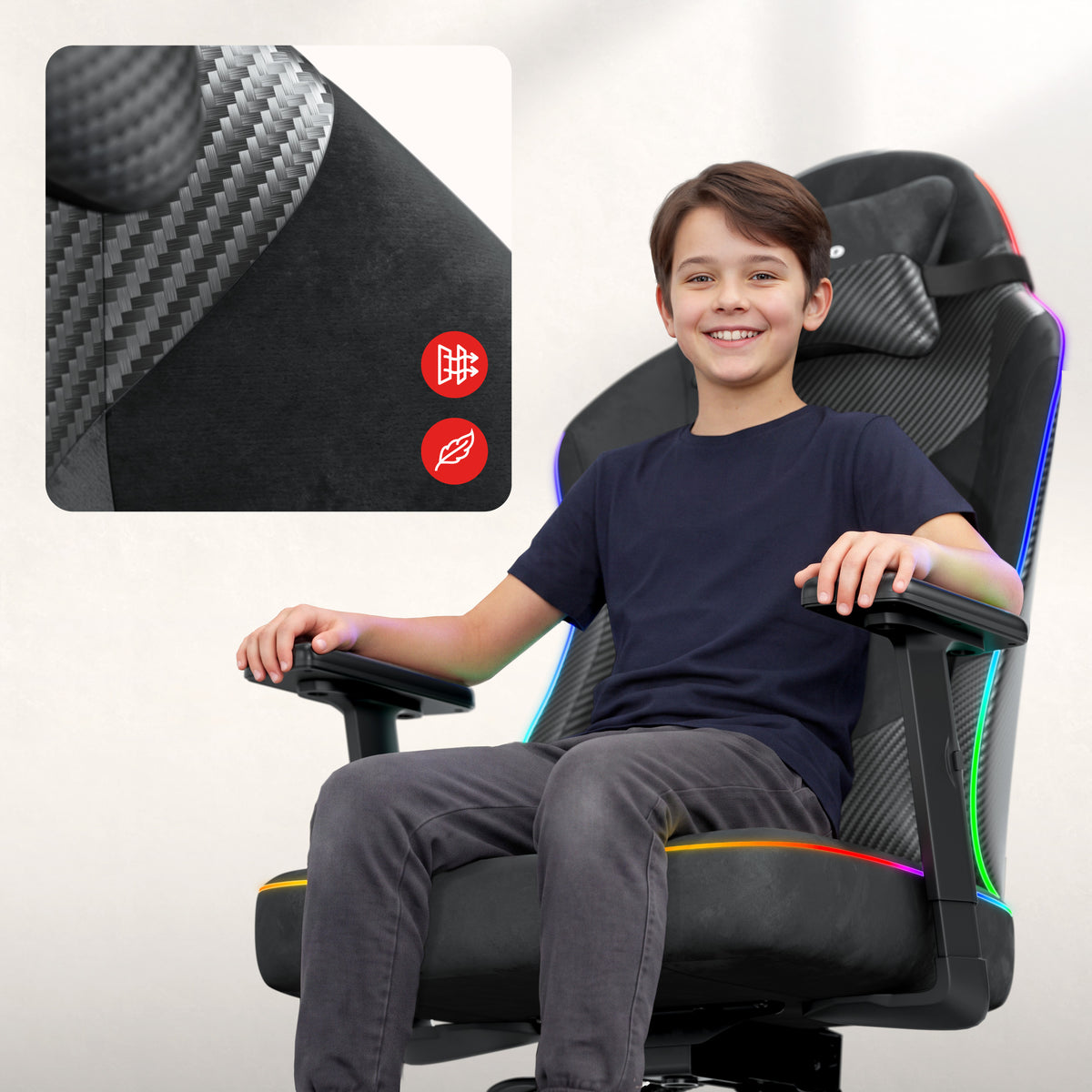 Silla gaming para adolescentes Huzaro Ranger 5.7 RGB BLACK