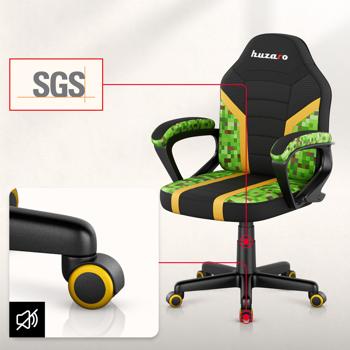 Sillón gaming para niños HUZARO RANGER 1.0 Pixel Mesh