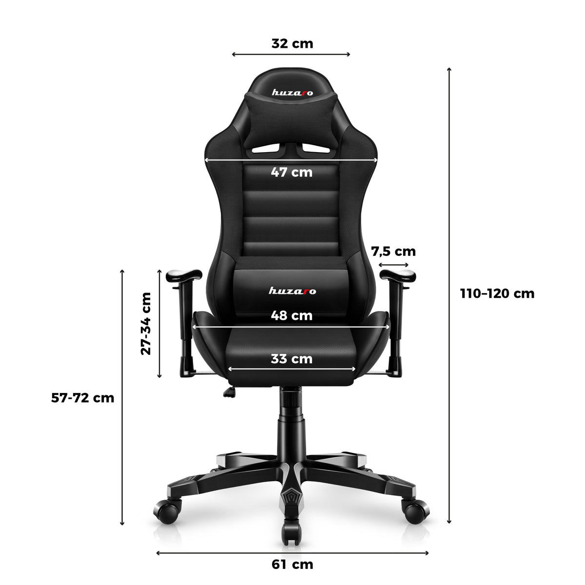 Sillón gaming para niños HUZARO RANGER 6.0 Negro