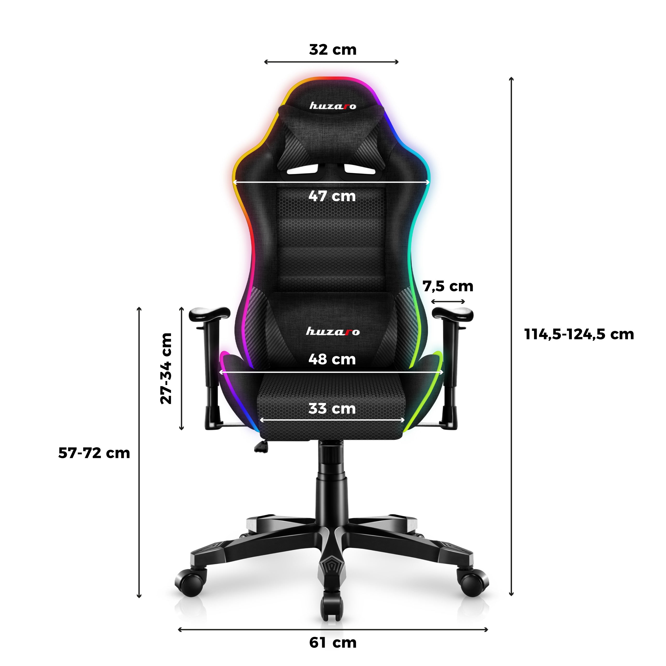 Sillón gaming para niños HUZARO RANGER 6.0 RGB Black Mesh