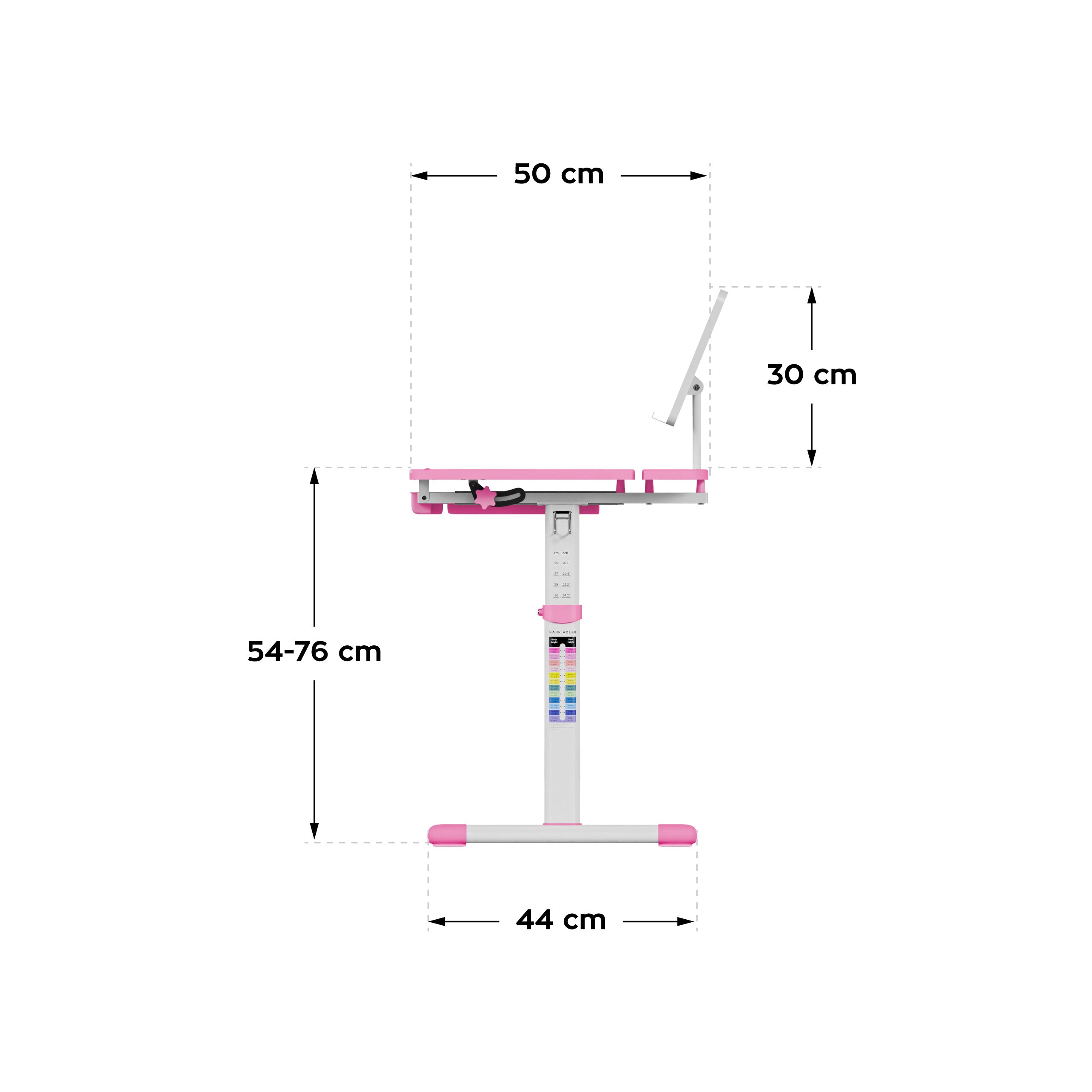 Escritorio ergonómico para niños Mark Adler Study 3.0 Pink, 66 cm