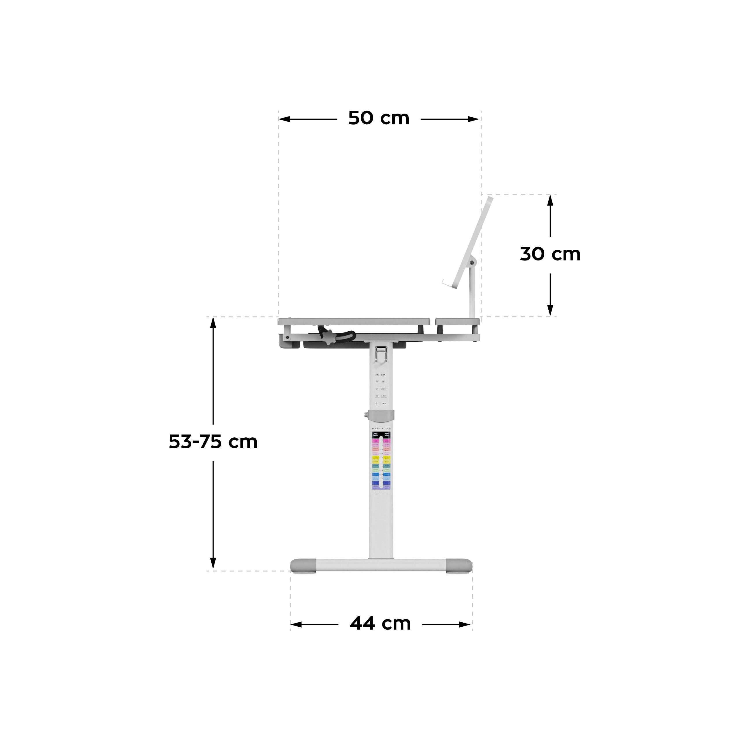 Escritorio ergonómico para niños Mark Adler Study 3.0 Grey, 66 cm